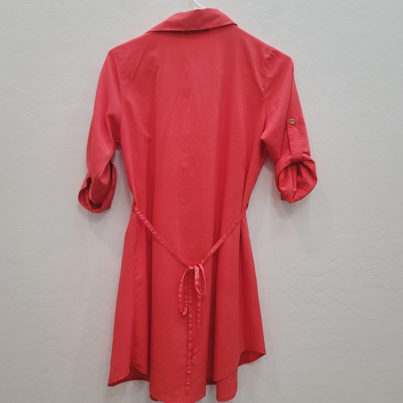 Speed Control Coral Orange Button Down Dress Women's Size Small - Picture 8 of 9